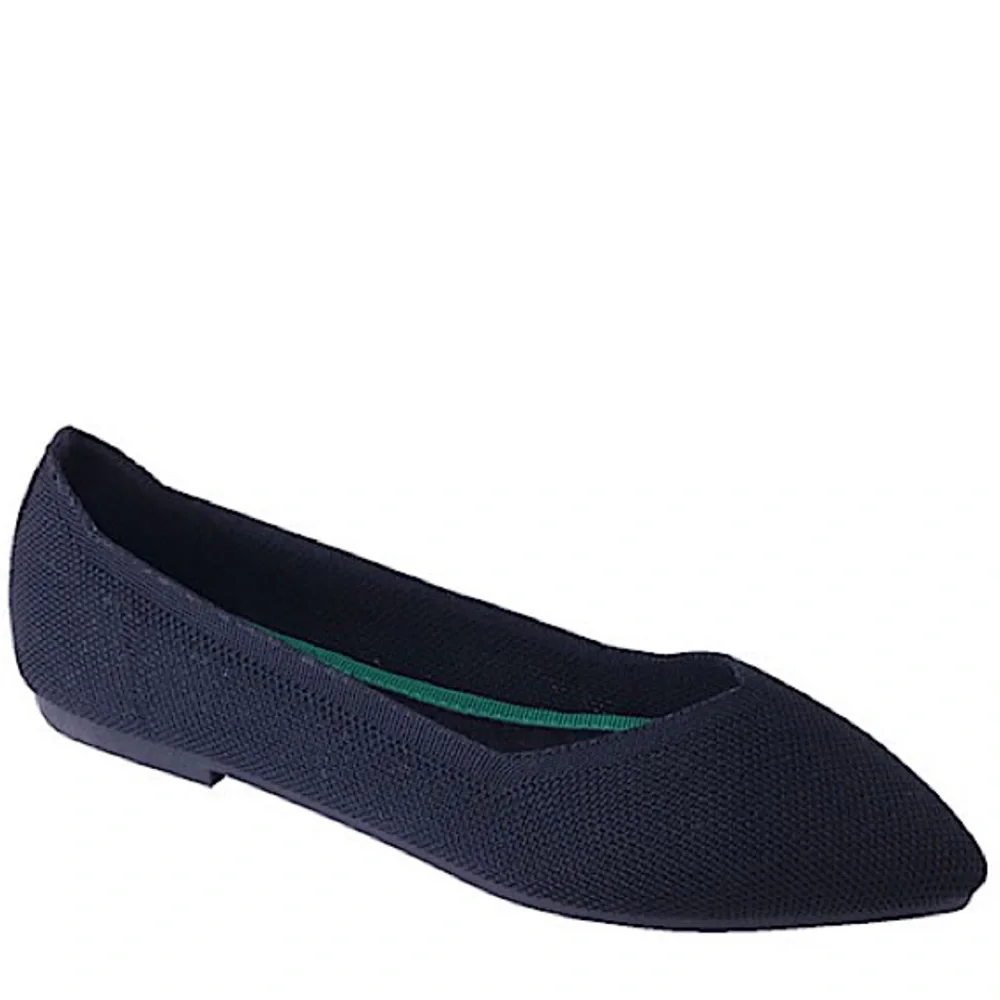 Italina Black Slip On Pointed Toe Fabric Comfort Walking Flat - Picture 6 of 6
